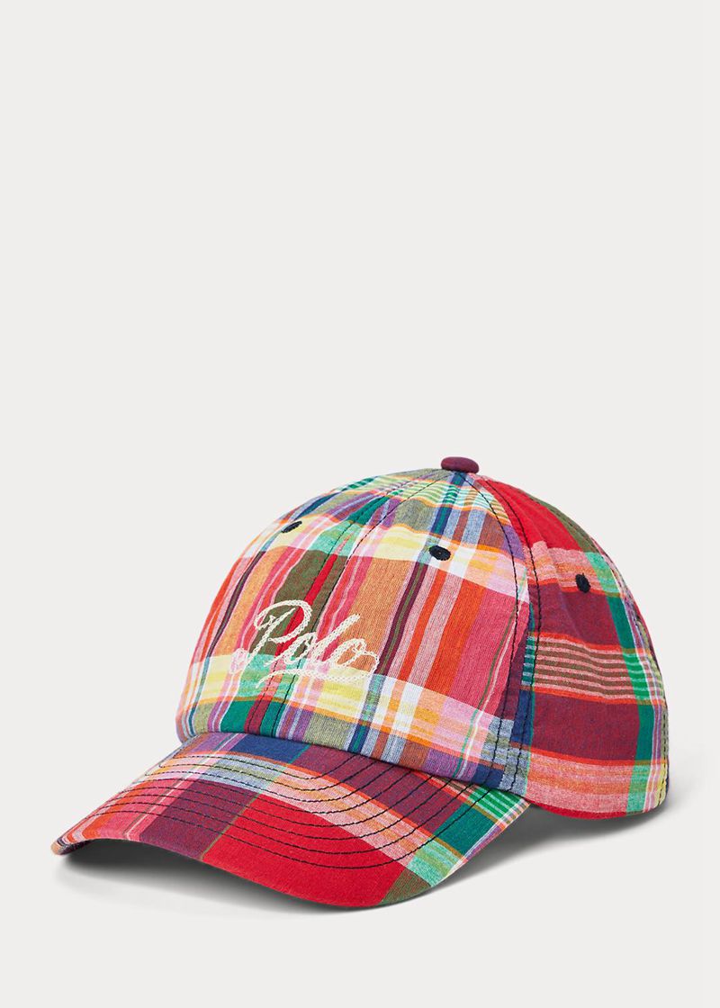 Gorra Polo Ralph Lauren Hombre Logo-Embroidered Madras Ball Chile Multicolor DFVKR-4539